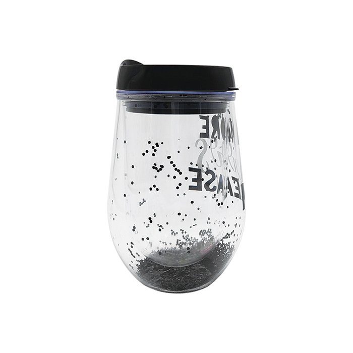 12oz Double Wall Plastic Water Glasses with Glitter Inside SL11044