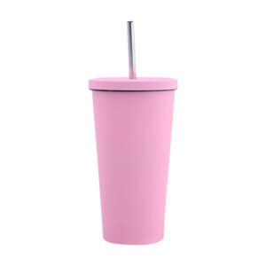 500ml Double-walled Stainless Steel Travel Mug with Straw Pattern Customization BXG3243