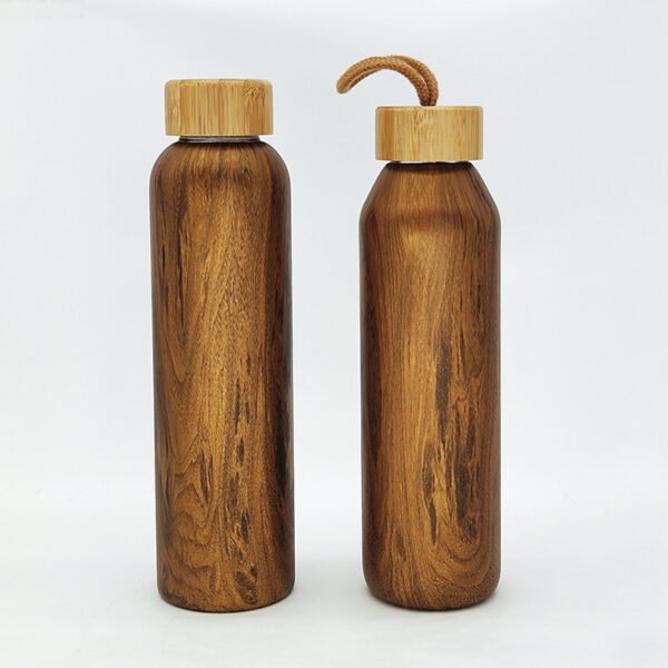 Wholesale 20oz Natural Wood Texture Glass Water Bottles with Bamboo Lid GLS9144 - Image 4