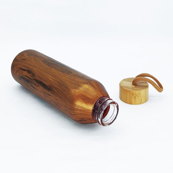 Wholesale 20oz Natural Wood Texture Glass Water Bottles with Bamboo Lid GLS9144 - Image 2