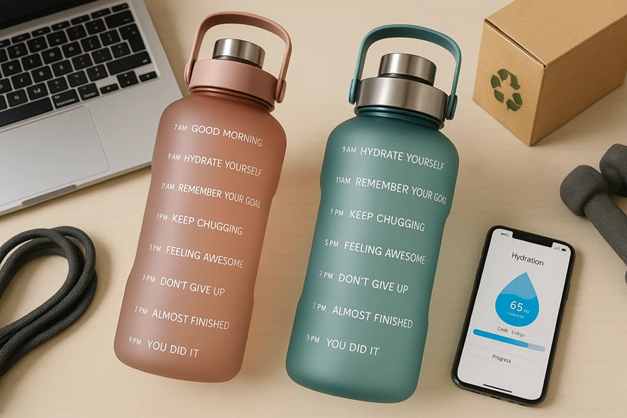 Tritan large-capacity water bottle with time markings